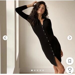 Aritzia Wilfred Cover Sweater Black Button-Front Knit Dress